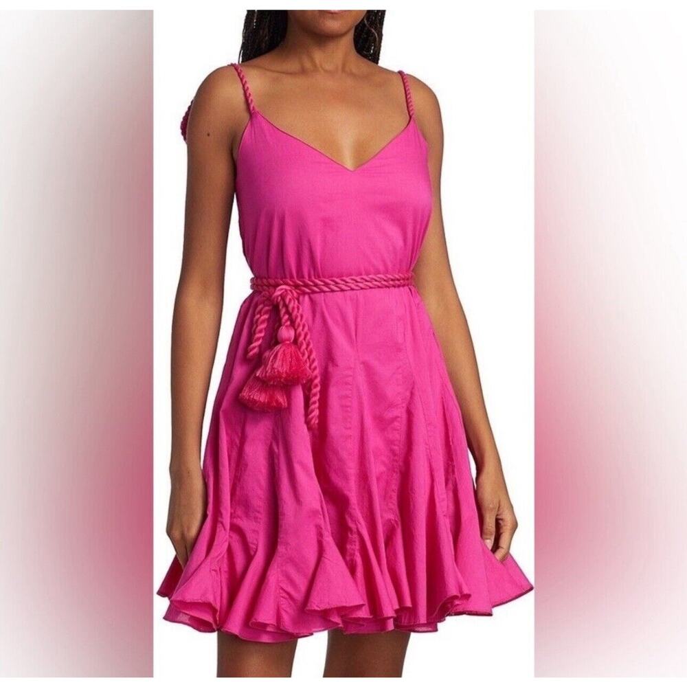 Rhode Womens Barbie Pink Casey Mini Dress Ruffle Flare Chic Feminine Size Small